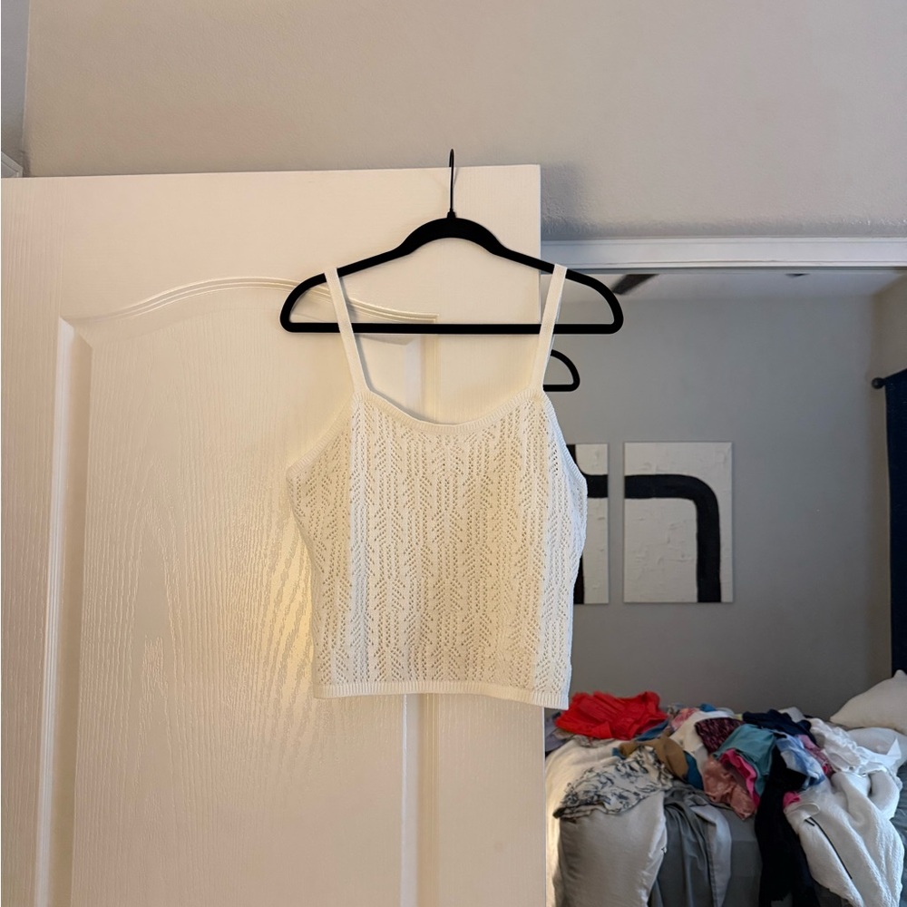 White Crochet Tank Top